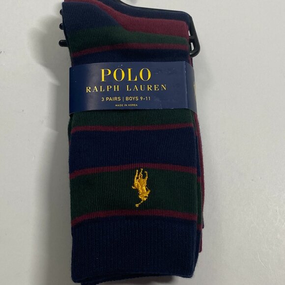 NWT Polo Ralph Lauren Boy's Dress to Casual Socks - 3 Pairs - Boy's 9 – 11 - Picture 1 of 4